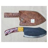 12" Damascus Steel Kukri Knife w/ Leather Sheath