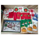 Lot of Xmas & Halloween Kitchen Towels, PotHolders