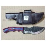 10 1/4" Dragonscale Steel Knife w/ Leather Sheath