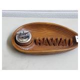 Hawaii Originals Wood Cared Ashtray & Ligther