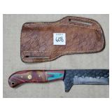 8 1/2" Dragonscale Knife w/ Leather Sheath