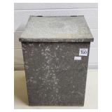 Vintage Galvanized Milk Crate w/ Lid, No Advertisg