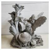 Large HeavyResin Fairy & Mushrooms Yard Decoration