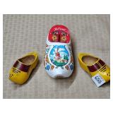 Vintage Dutch Wood Shoe Bank & Pair of Dutch Shoes