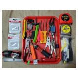 Tray Lot of Screwdrivers, Measuring Tape, Assorted