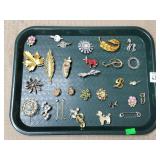 Tray Lot of Vintage Assorted Costume Pins