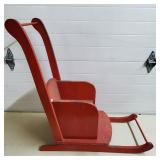 Red Painted Oak Sleigh Decoration