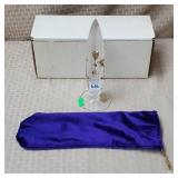 8 1/2" H Hand Cut & Painted Crystal Feather