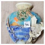 Hand Carved Stone Scenic Vase Hanging Plaque