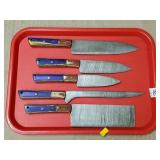 Lot of 5 Pc Damascus Steel Kitchen Knife Set