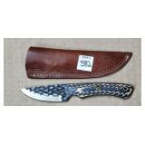 7 3/8" Dragonscale Steel Knife w/ Leather Sheath