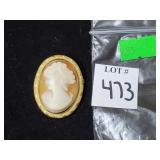 1/20 14k Gold Plate Cameo Pin
