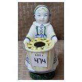 Vintage Danish Ceramic Girl Planter, 5"