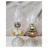 Lot of 2 Antique Glass Oil Lamps