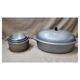 Aluminum Roaster & Guardian Service Saucepan Set