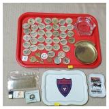 Vtg Wood Advertising Nickels & Ashtrays Lot