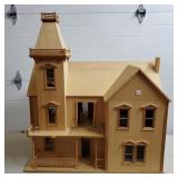 Wood Victorian Dollhouse w/ Retro Doll Furniture