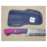8 3/8" Damascus Steel Knife w/ Leather Sheath