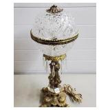 Victorian Style CutGlass & Cast Metal Table Lamp