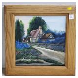 Original Signed L.Saul 1999 Painted on Oak Frame