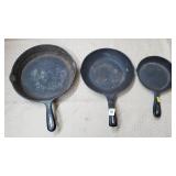 10 1/2" Cast Iron Skillet, 9" Cast Iron Skillet,