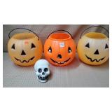 Lot of 3 Vintage Jack O Lantern Baskets & Vtg