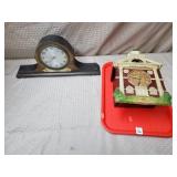 Vtg Gilbert Mantel Clock &Town Hall Clock as is