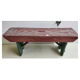 Primitive Red & Green Painted Bench