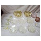 Lot of Assorted Pink & Yellow Depression Glass