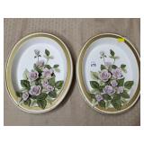 Pair of Vtg Lefton Porcelain Floral Wall Plaques