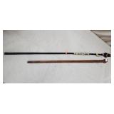 Wood Carved Fist Walking Cane & Tribael Decor