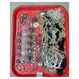 Tray Lot of Assorted Costume Necklaces & Bracelets