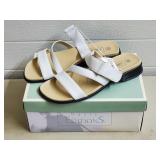 Basic Editions White Sandels, NIB, Size 7W