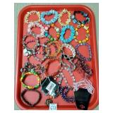 Tray Lot of Assorted Costume Bracelets