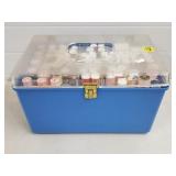 Vintage Blue Sewing Case w/ Needles, Threads, etc