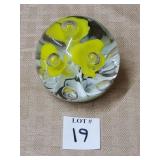 Floral Poppy Style Art Glass Paperweight