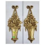 Pair of 1964 Syroco USA Floral Bouqet Baskets