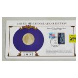 1897 Morgan Silver Dollar w/ Stamps Commemorative