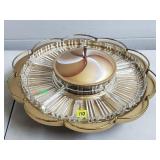 Vtg MCM Gold Tone Lazy Susan Spinning Set