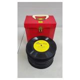Lot of Assorted 45s Vinyl Records w/ Red Case