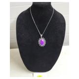 German Silver Multy Onyx Necklace w/ Chain