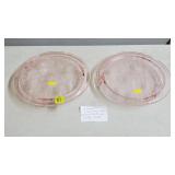 (2) Jeanette Glass Pink Depression Sunflower Cake