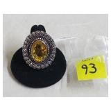 German Silver Citrine Ring, Size 7