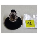German Silver Smoky Quartz Ring, Size 9