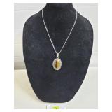 German Silver Tiger Eye Necklace w/ Chain