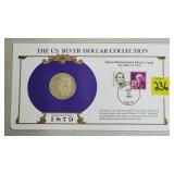 1879 Morgan Silver Dollar w/ Stamps Commemorative