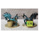 Vtg Israel Brass & Copper Wild Horses Candle