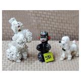 Vtg Japanese Brownware & Porcelain Poodle Figures