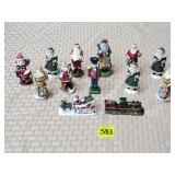 Lot of Cast Iron Xmas Figurines, Santas, Sleigh,