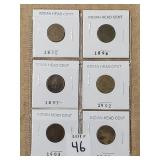 (6) 1895-1904 Indian Head Cents